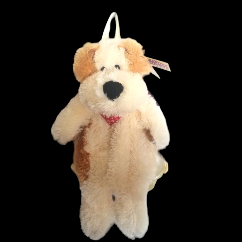 Creature Comforts Plush 16" White and Tan Dog Knapsack